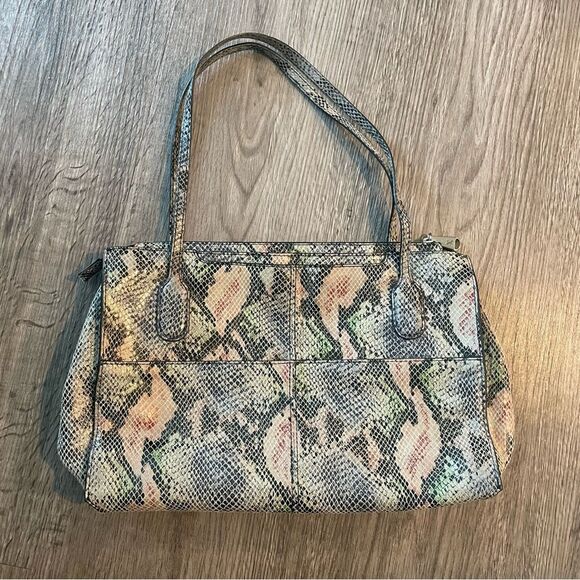 HOBO Friar Multicolor Python Print Leather Satchel Shoulder Tote Bag